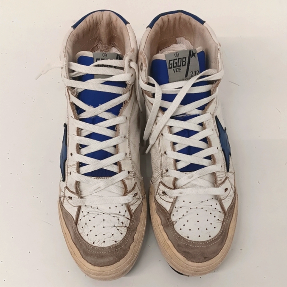 Golden Goose Men's 2.12 Tricolor Distressed Leather Hi-Top Sneakers - EU43/US10 - Picture 3 of 16